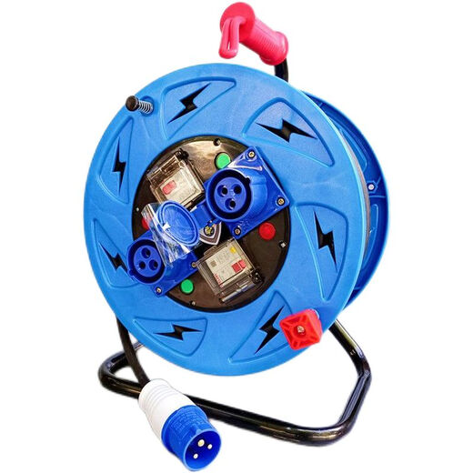 220V double-open dual-control industrial aviation rainproof socket cable reel drag reel power extension wiring reel shaft empty plate without power cord + plug