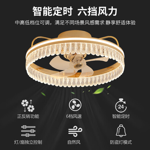 Fuxin Modern Light Luxury Bedroom ventilateur léger de plafond atmosphérique Éclair