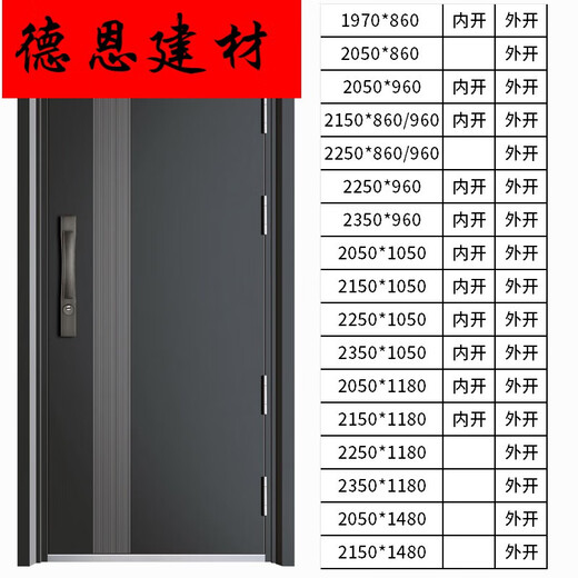 
Jiamen Yongkang new anti-theft door household entrance door zinc alloy thickened fingerprint integrated simple safety door installation 2250*1050 right outward opening mechanical lock (Zhejiang shipping fee)
