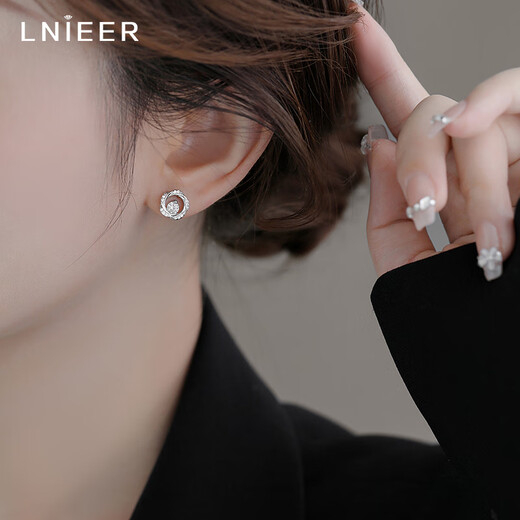 Lnieer999 Pure Silver Ear Hole Earrings Women's Möbius Ring Earrings 2025 New Hot Style Earrings High-end Earrings Möbius Earrings 999 Pure Silver