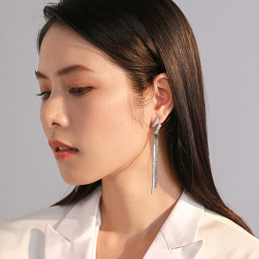 Qlady temperament tassel earrings women's fashion long simple 925 silver needle light luxury dress earrings birthday gift