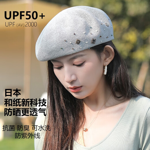 Xiangxue Yuxiu Japanese Japanese paper beret women's spring and summer breathable fashion versatile painter's hat elegant thin octagonal hat women's khaki color one size
