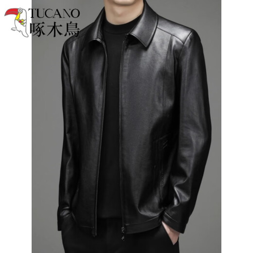 
Woodpecker (TUCANO) high-end brand Haining genuine leather leather jacket men sheepskin spring and autumn new lapel daddy leather jacket men Woodpecker 12122 blue 190/3XL (175-190Jin [Jin equals 0.5 kg])