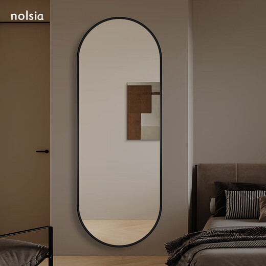 nolsia light luxury full-body dressing mirror bedroom wall-mounted home large mirror oval aluminum frame dressing mirror light luxury gold 40*150