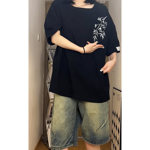 POUM NEU NEUES CHINA KOMPLEISCHEN T-SHIRT FÜR MENSER SOMMER TREND CHINA CHINESS STYLE LOUSS CASHTOTWOLLE HALTELEEVED JUNGE HN-T3524 APRIKOT COLOR L (Empfohlen 110-130jin [Jin entspricht 0,5 kg]))