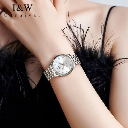 
Aiwochi Swiss brand IW watch men and women's mechanical watch fully automatic imported movement waterproof luminous couple watch pair [imported movement] 683 women's white - free engraving