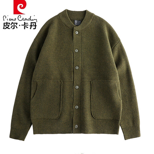 Pier Cardin autumn and winter new wool cardigan sweater for boys Korean fashion youth versatile casual solid color sweater jacket Black S domestic product