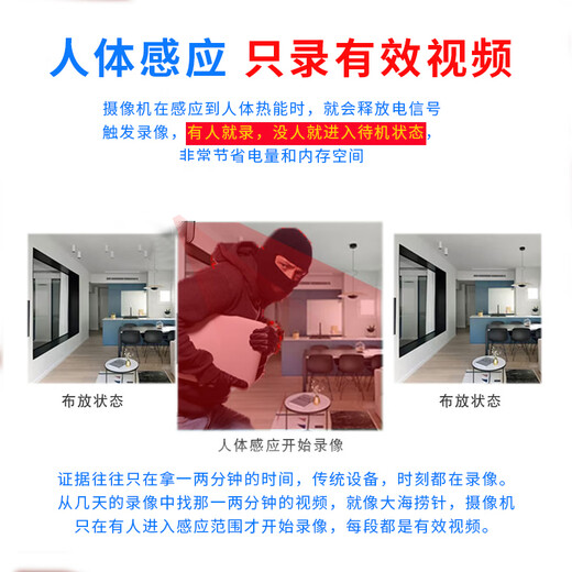 超清4K摄像头家用无线摄线头小巧型监控器wifi夜视手机远程监视孔 续航款无线WIFi连接+远程开关 128G内存(循环保存录像约20天)