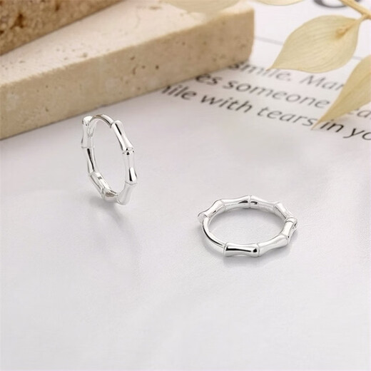 Nilan platinum earrings PT950 earrings for women platinum bamboo men's single fashion versatile earrings bamboo earrings (single)