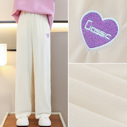 
Pitt Pitt girls wide-leg pants summer thin children's ice silk pants big children's summer sweatpants girls summer trousers suit 15025 meters white + 15277 blue 160 cm