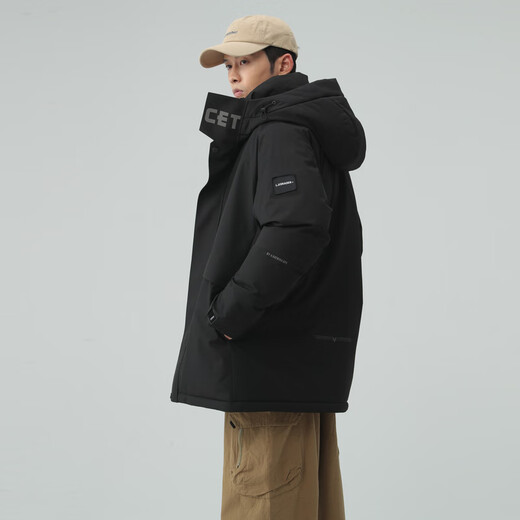 
Snow Fly [Off-season Clearance] Fashionable and versatile outdoor short windproof and warm stand collar hooded Parker extreme cold down jacket Black 8056 L 175/92A