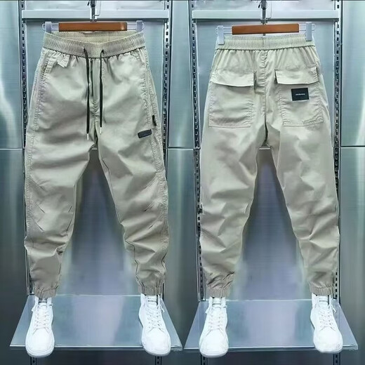 Pantalons décontractés de haute qualité de haute qualité pour garçons avec une salopette de taille polyvalente pour le printemps et l'automne Nouveau style pour les hommes pour les sports confortables et respirants 200 kaki [printemps et automne] xl