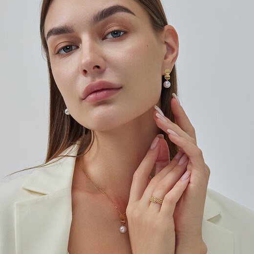 BEAUFINA jewelry 18K gold plain gold ring women's three-ring spring niche design hand jewelry gift 18K plain gold three-ring ring (K yellow)