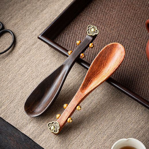 Shuming solid wood ebony rosewood Ruyi pipa tea spoon tea spoon tea kung fu tea set household tea ceremony accessories ebony pipa tea spoon