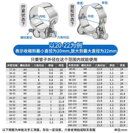 Jinggong (JINGGONG) 304 stainless steel/galvanized strong hose clamp European style hose clamp water pipe oil pipe fixed pipe clamp buckle 17-19mm