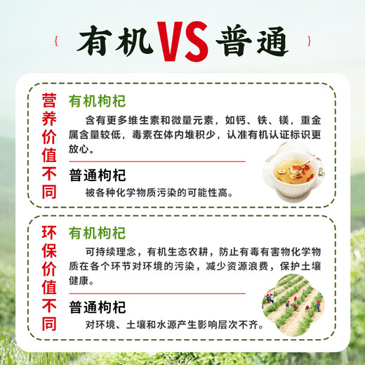 丰凯园实业宁夏有机枸杞25年头茬【750项质检】无硫熏无染色有证书官方正品 有机枸杞500g【250g*2罐】