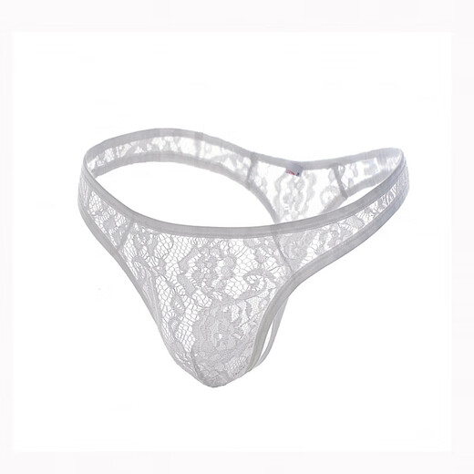 European and American men's lace thong sexy underwear sexy underwear transparent men's T-pants for gay men M white