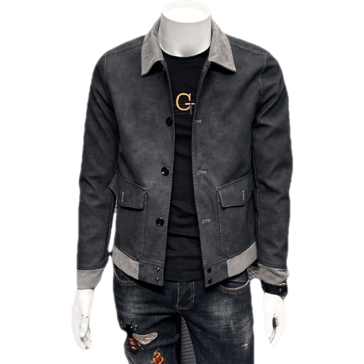 ANDSEEYOU Trendy Leather Jacket Men's 2024 Autumn and Winter New Men's Leather Clothes Youth Fashion Trendy Casual Tops A991 Gray Style Regular 3XL