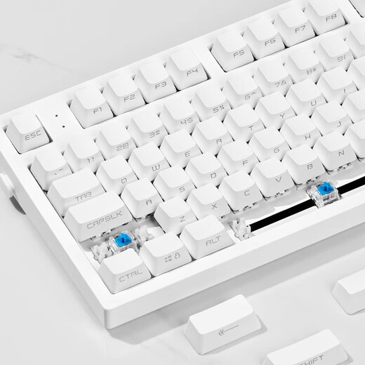 腹灵mk870pro黑莓侧刻机械键盘蓝牙有线无线客制化电脑游戏静音办公 【三模】白色面Pro+纯白侧刻 凯华BOX红轴V2【手感顺滑】 87键