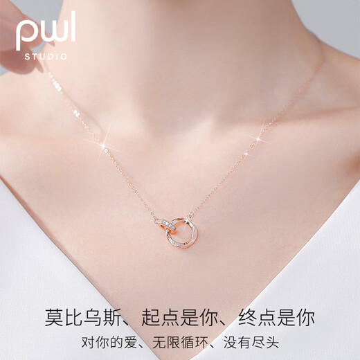 PWL 莫比乌斯环999足银项链女轻奢小众2025新款锁骨链颈链送女友礼物 银色+证书+品牌礼盒