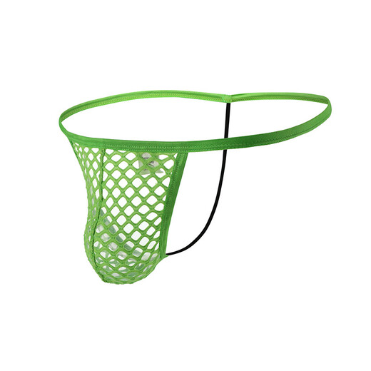 Pleasing Fashion Sexy Buttocks Revealing Men's Underwear Large Mesh Sexy Thin Strap Thong U Protruding Bag Fishing Black XL