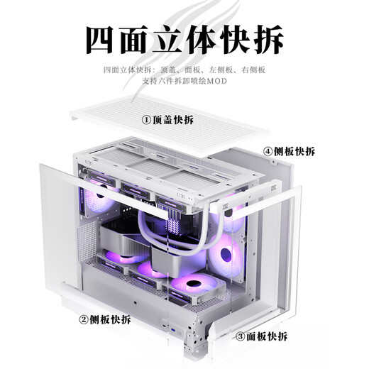 Patriot Xingcan Lan boîtier de chambre avec vue sur la mer vue latérale panoramique sans colonne boîtier principal pour ordinateur de bureau de jeu de grande valeur MATX/360 refroidi à l'eau blanc + ventilateur Aurora ARGB (1 positif et 5 négatif)