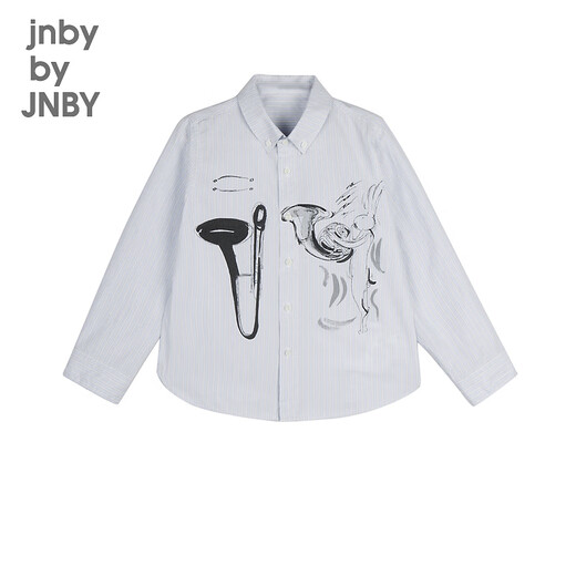 Jnby von Jnby Jiangnan Stoff Kinderkleidung Herbst Herbst Langarm Baumwollhemd süßes Konzertmuster Jungen und Mädchen Kinder 1N7212640 983 Blaue schwarze Streifen/Gitter 120 cm