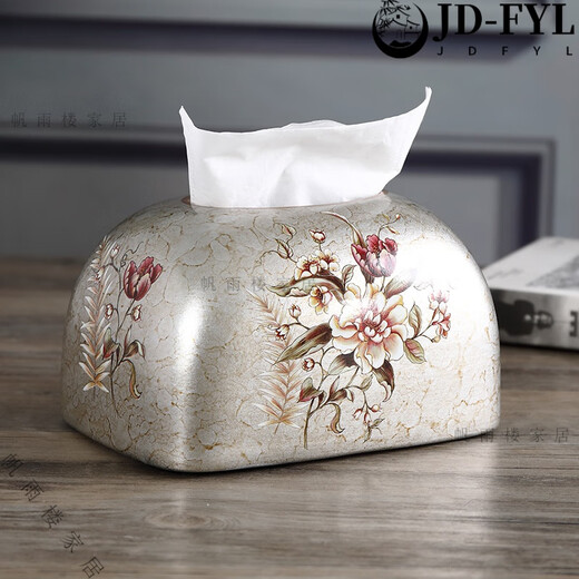 
Shantoulin Village Sense Ceramic Paper Towel Box Living Room Light Luxury Card Box Household European Ornaments Napkin American Creative 1047 Blue Orioles Blooming