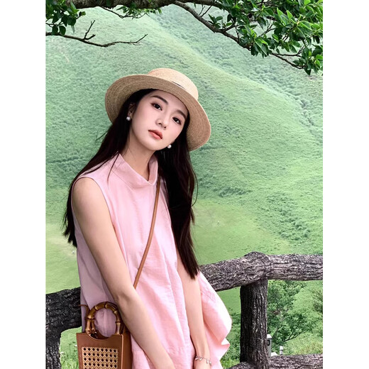 
Zhuang Yuwan 2025 new French flat top brim straw hat big head fence beach vacation top hat woven sun protection hat women 1# concave top black-up upgraded soft top [hat brim 8CM]