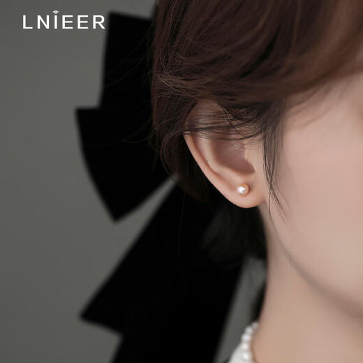 LnieerS999 Pure Silver Ear Hole Freshwater Pearl Earrings Feminine Earrings Curved Hook Anti-clogging 2025 New Trendy Silver Earrings 8mm Freshwater Pearl Earrings 999 Pure Silver