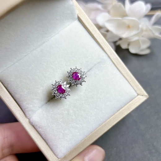 Muqin 0.50 carat ruby earrings for women natural colored gemstone jewelry 925 silver inlaid jewelry ruby earrings