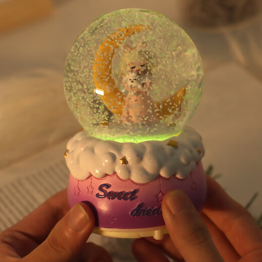 TaTanice crystal ball music box desktop ornament snow music box children's glowing toys to send girls to students' day gifts