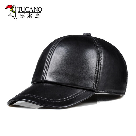 Woodpecker genuine leather hat for men in winter thickened baseball cap to protect against cold wind and snow middle-aged and elderly sheepskin hat for cycling and driving