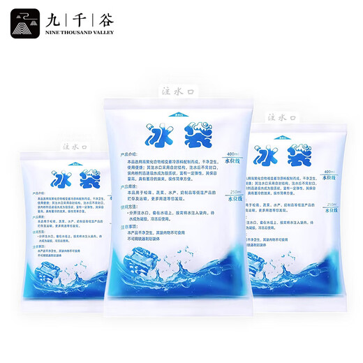九千谷 保鲜冷藏注水冰袋 降温冰敷袋 冷链快递海鲜加厚保冷冰袋 200ML*100只9742