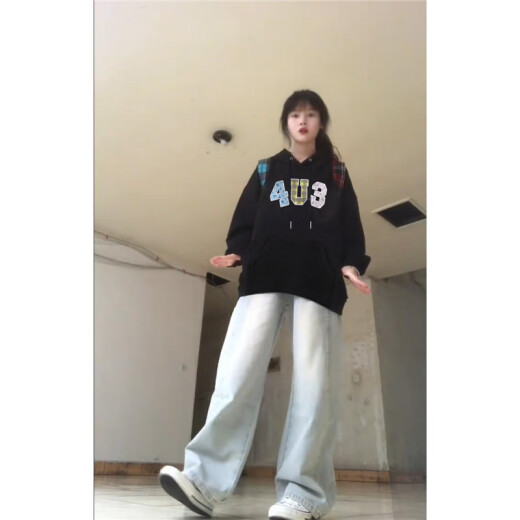 萧遇（XIAOYU）2024 秋装新款连帽卫衣 H12138黑色 S