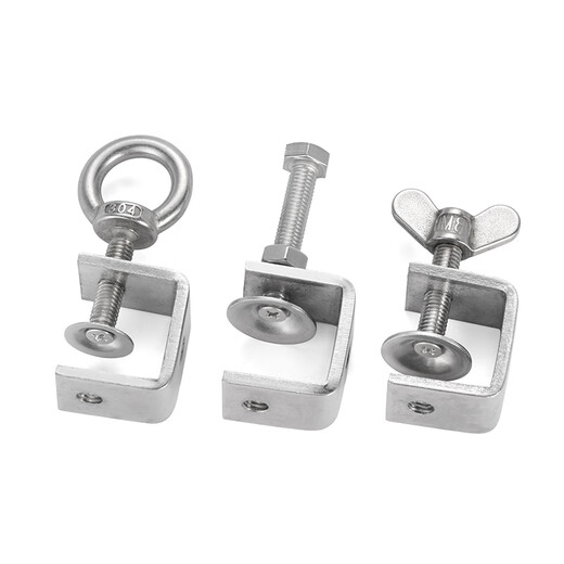 Jinggong (JINGGONG) 304 stainless steel tiger clip buckle C-type U-shaped clamp steel pipe square clamp hand-tightening ring opening clamp opening 45 mm (304 external hexagon)