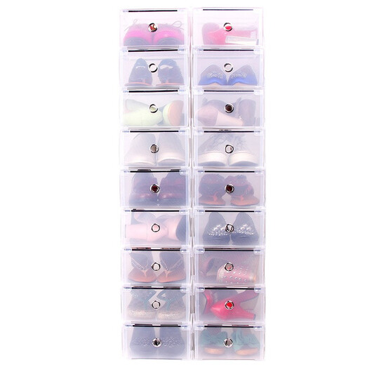 Chen'an transparent shoe box dustproof storage box can be stacked and combined shoe cabinet drawer type home desktop storage long boots short boots drawer type thickened (8 pieces) white 42 size 31x20cm