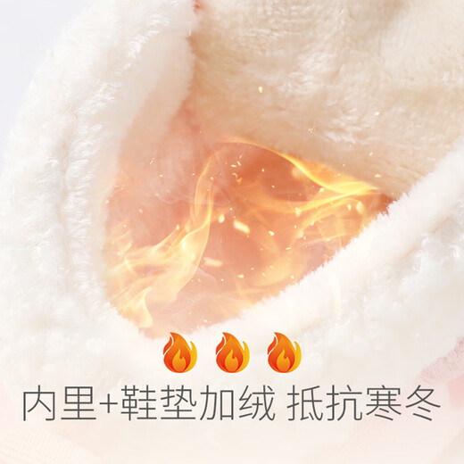 Lekali New Year Baby Cotton Shoes Women's Toddler Shoes 0-2 Years Old Winter Infants and Toddlers Anti-Slip Soft Sole Warm Plus Velvet Thickened Pre-Step Shoes Pink Velvet 16 (Inner Length 12.5cm)