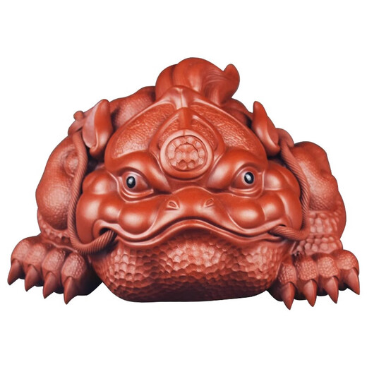 BOSSY Lucky Purple Sand Three-legged Golden Toad Tea Pet Ornament Handmade Raw Mine Dahongpao General Toad Tea Table Ornament To Attract Wealth and Gather Wealth Handmade Dahongpao Painted Golden Toad Large Size