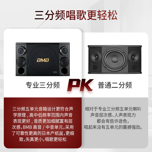 BMB音响CSD880三分频五单元家庭ktv高端套装家用k歌全民麦克风唱歌全套设备视听影音功放音箱卡拉ok 豪华版一对音箱套装二