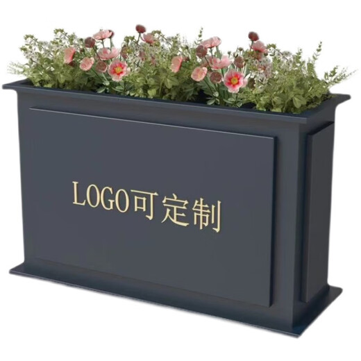 F7N2N1 Customized Outdoor Stainless Steel Flower Box Sales Department Flower Pot Outdoor Iron Flower Stand Commercial Street Flower Bed into Flower Box Length 140* Width 30* Height 60 Default Item