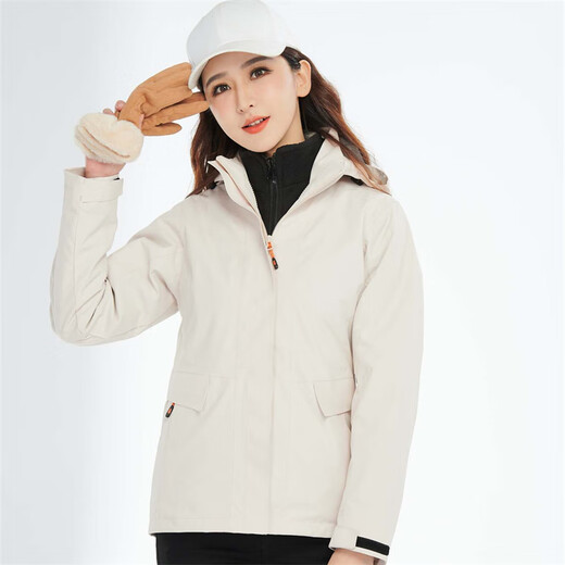 Veste Simboo pour hommes, veste à la ventre et à la mi-longue et chaude trois en un pour l'alpinisme Suit en peluche résistant aux usurgés 12805 White-Women M