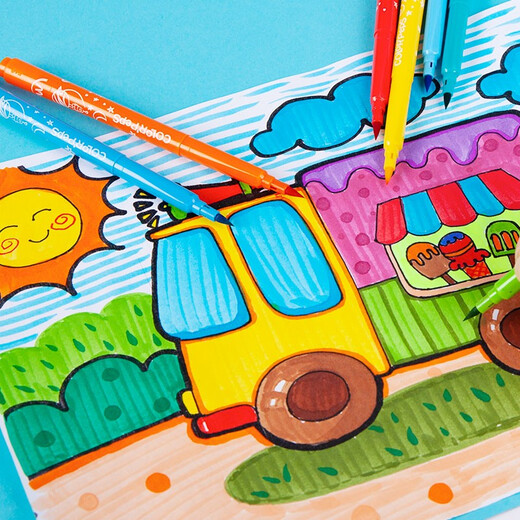 Maped (Maped) Soft Head Watercolor Pen 36 Colours Children's Watercolor stylo lavable Painting non toxique Brosse de brosse primaire