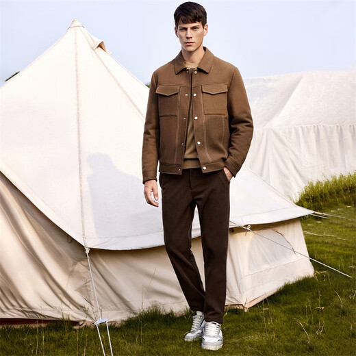 Tanzen mit Wölfen [Baumwolle] Wolle im britischen Stil warme dicke Jacke winddes Herrenjacke 701 Khaki 170