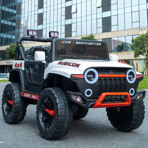 Chibeixing children's electric car, four-wheeled, can seat adults, two children, toy, remote control stroller, four-wheel drive off-road vehicle, top equipped with painted red four-wheel drive + soft wheels + leather seat