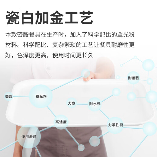 JOBO commercial A8 melamine tray square plate meal tray extra thick large food grade tea tray breakfast tray dining tray canteen