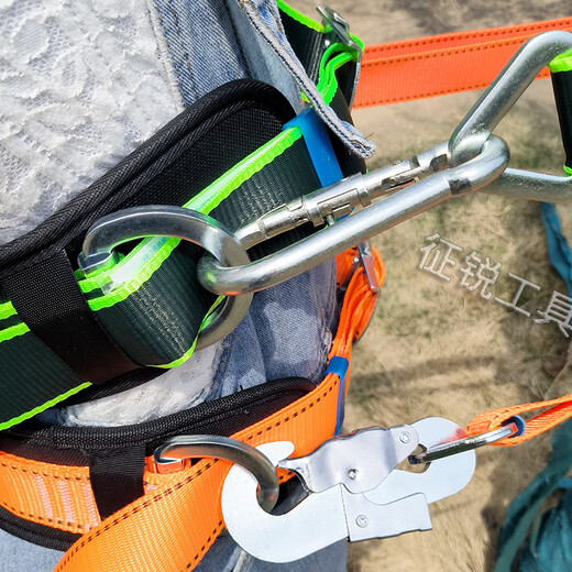 National standard thickened electrician's safety belt power belt climbing telephone pole outdoor tree anti-fall fence safety belt national standard electrician's belt_double hook black extended version