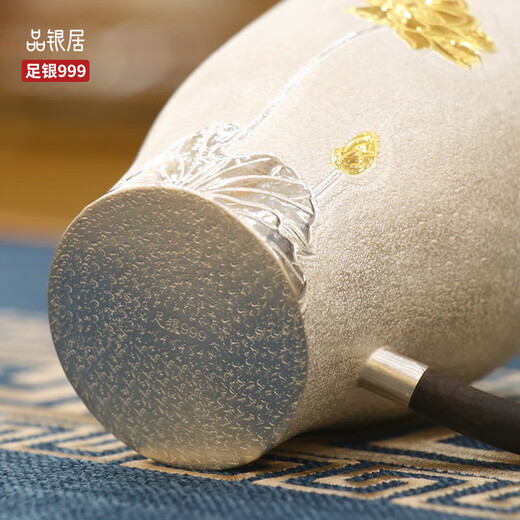 Pinyinju Pure Silver 999 Pure Silver Cup Silver Water Cup Mug Handmade Silver Tea Set Full Silver Cup Large Lotus Silver Cup Master Cup (about 200g)