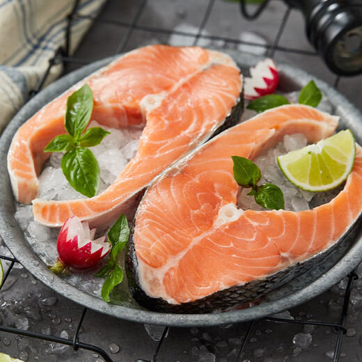 Meiwei frozen Chilean salmon steaks 2-3 slices net weight 400g Atlantic salmon seafood aquatic fish