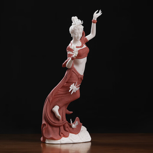 Oriental Clay <Die Lian> Ornaments Ceramic Figures and Beauty Sculptures Crafts Living Room Wine Cabinet Decorations D52-302F Die Lian (Small Size) Colored Sand Red